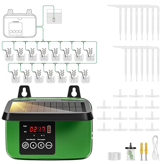 VIVOSUN Solar Automatic Drip Irrigation Kits with Timer, 3W Output, Solar Powered Auto Drip Irrigation System, 15 Pots Garden Plant Watering System, Plant Waterer Indoor Outdoor