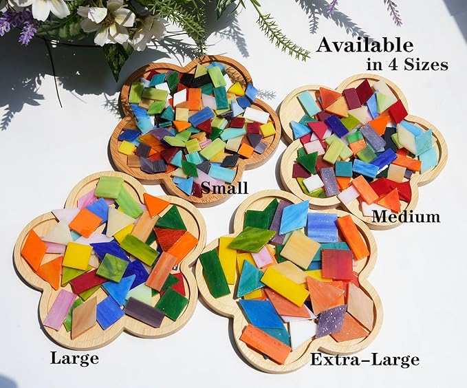 Lanyani 2.3 lbs Bulk Medium Size Stained Glass Tiles for Mosaic Crafts, 700 Pieces Value Pack Glass Mosaic Pieces, Bright Color Mosaic Tile Assortment