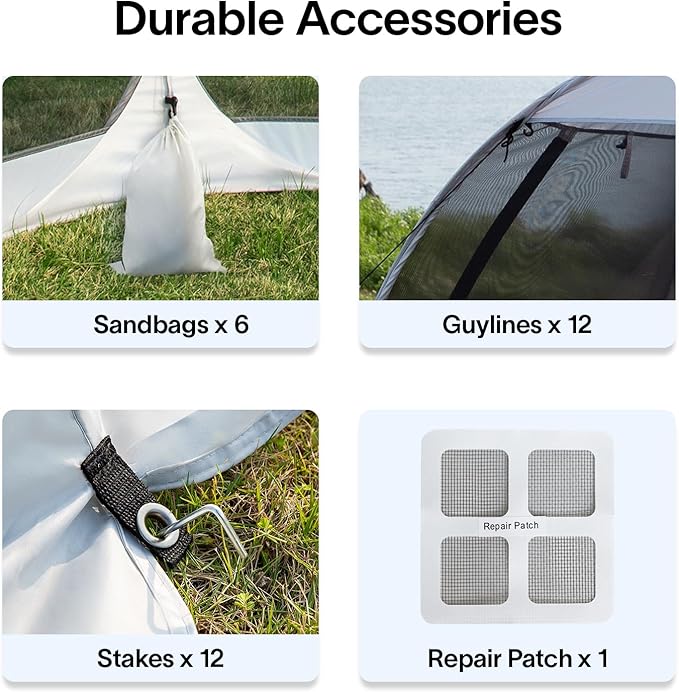 Alvantor Screen House Gazebo, 6-10-15 Person Pop Up Igloo Screened Canopy Tent with Mosquito Netting Sides, Instant UV Resistant Sun Shelter for Garden, Patio, Backyard