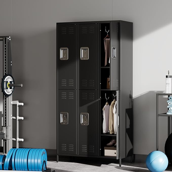 GAOMON Metal Lockers, 6-Door Metal Storage Cabinets Locker, Secure Storage Solution, Perfect for Offices, Gyms, Schools & Homes, Organizes Personal and Work Belongings Easily