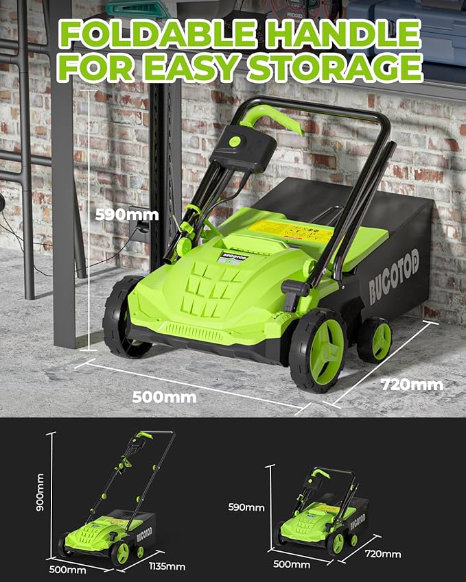 2-in-1 Electric Dethatcher and Scarifier, 13-Inch Raking & Scarifying, Turf Dethatcher & with 4-Position Height Adjustment, 14.5 gal Removable Thatch Bag for Lawn Health