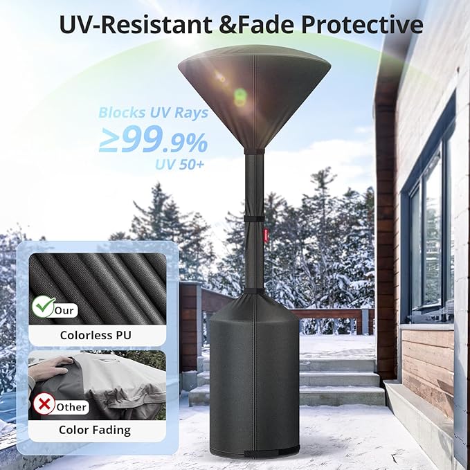 QH.HOME Winter Patio Heater Covers, [2025 Upgraded Tear-Resistant Fabric] Waterproof with Robust Zipper ,Height fit 87"-92",Dustproof/Wind/Sunlight/Snow-Resistant, 2 Pack-Black