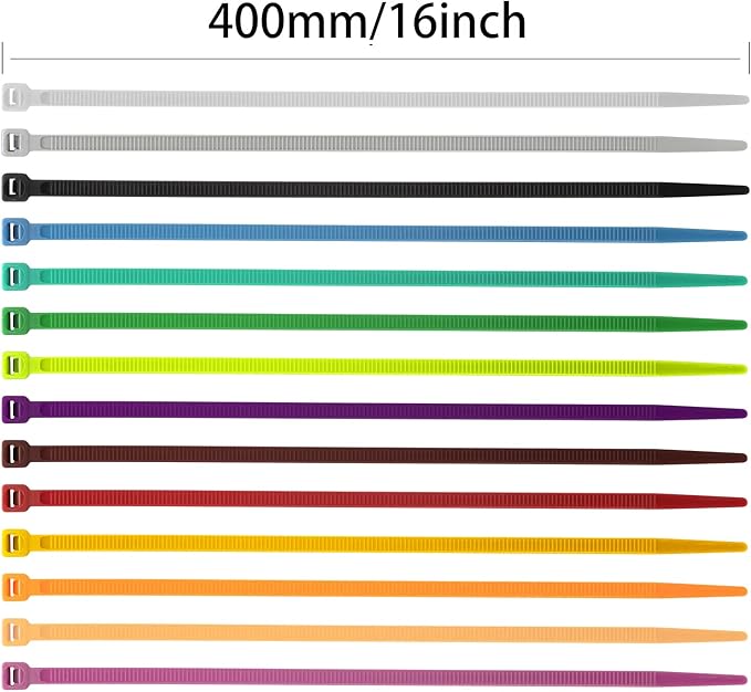XINGO 100PCS Cable Zip Ties Heavy Duty, Premium Nylon Plastic Wire Ties with 50 Pounds Tensile Strength, Self-Locking Black Nylon Zip Ties for Indoor and Outdoor (16 inch, Blue)