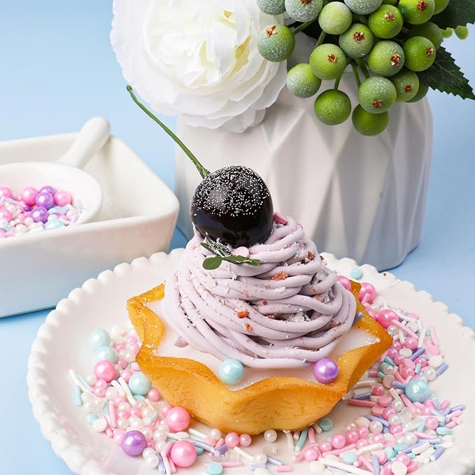 Pastel Sprinkles for Cake Decoratiing, Pink Purple Blue White Sprinkles Mix Jimmies, 130g/4.59oz, Confetti for Baking, Cookies, Cupcake, Ice Cream Toppings, Celebrations Wedding Shower Party Christmas Supplies