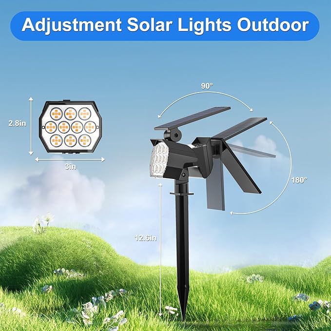Solar Spot Lights Outdoor, [8 Pack/50LED] Solar Lights Outdoor Waterproof IP67, Dusk-to-Dawn 3 Lighting Modes Adjustable Landscape Spotlight for Garden, Yard, Pathway