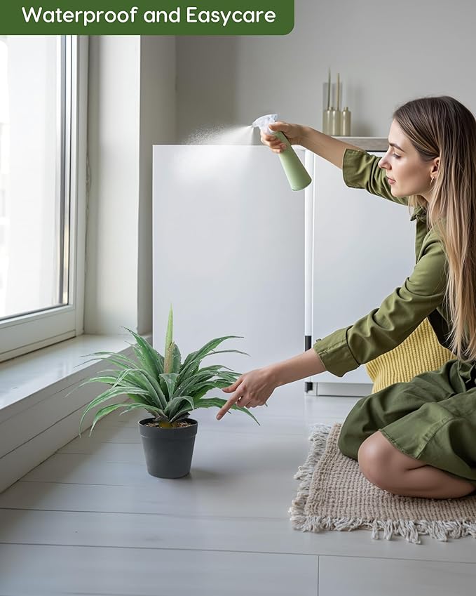 Velener Artificial Agave Plant in Black Pot with Real Stone Pebbles, Large Fake Agave Plants with Green Serrated Leaves, Faux Yucca for Indoor and Outdoor Decor-17 Inches Tall, 29 Leaves