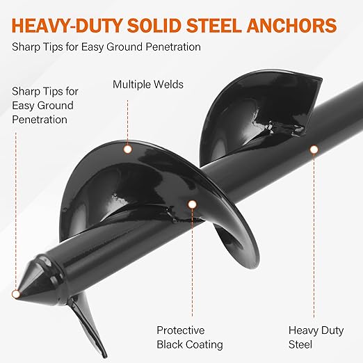 KENDO Auger Drill Bit for Planting Set of 1, Garden Ground Earth Spiral Drill Bits and Bulb Planter Tool for 3/8" Hex Drive Drill, for Post Hole Digger, Bulb Bedding Digging, Plant Rapid Planter
