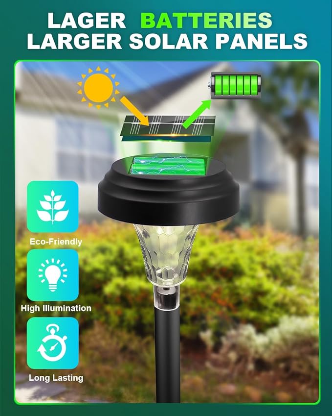 Solar Pathway Lights 4 Pack, Outdoor Garden Yard Light RGB Color Changing+Warm White IP67 Waterproof, Solar Powered Garden Lights for Walkway Yard Backyard Lawn Landscape