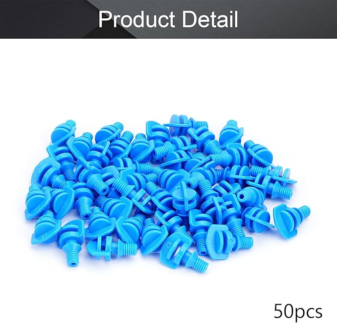 MroMax 50Pcs 360 Degree Micro Sprayer Automizing Sprinkler Nozzle Hydroponic Aeroponic Misters Fan Jet for Miniature Garden Lawn Plant Irrigation System Blue