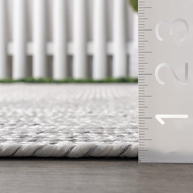 nuLOOM Oval 8'6" x 11'6" Solid Hand Braided Indoor/Outdoor Area Rug, Pet-Friendly, High Traffic, Weather Resistant, for Patio, Balcony, Bedroom, Living, Dining Room, Wynn Ivory