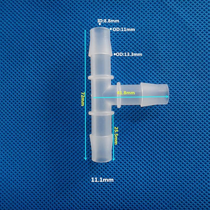 Unifizz T - Piece Hose Equal Paths Tube Accessories,11.1mm Equal Paths Plastic Hose Tube Connector For Cooling Watering Irrigation, Transparent, 10Pcs