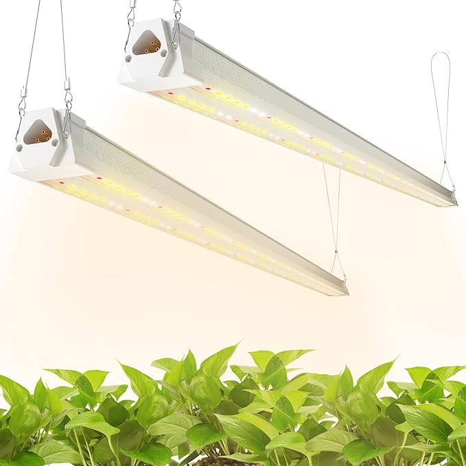 FREELICHT 2 Pack 4FT LED Grow Light, 40W (250W Equivalent), Full Spectrum Sunlight Growing Lamp Fixture, Linkable Hanging Plant Light for Hydroponic Indoor Plants Seeding, Plug-in with On/Off Switch