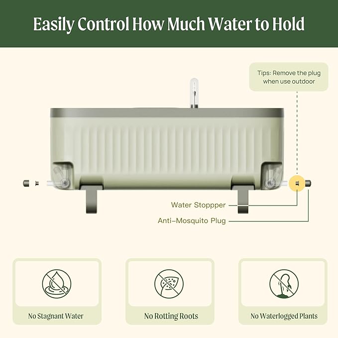 Vego garden Herb Indoor Plant Box, Self Watering Planters Pots for Indoor Plants with Trellis for Kitchen Window Sill or Countertop Plants Cage - Sage Green