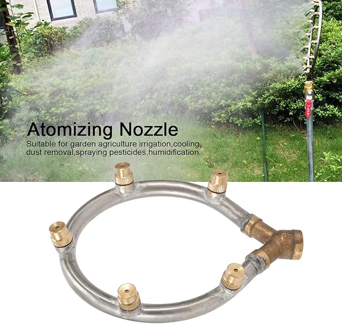Misting Nozzle Stainless Steel 5 Head Adjustable Circular Irrigation Sprinkler Misting for Garden Watering