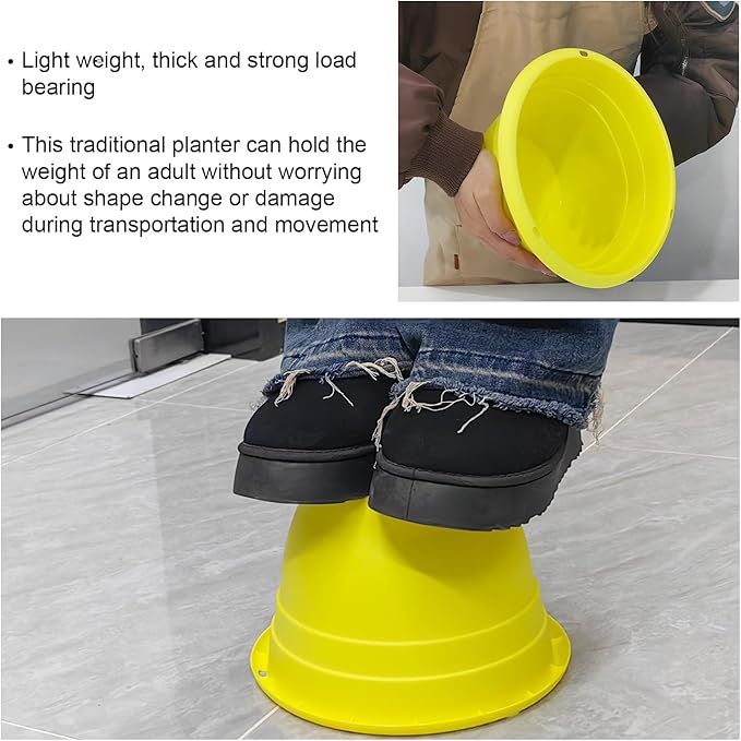 Plant Pot Set of 5, 10" Outside Diameter Flower Pots, 8.5" Inner Diameter Plant Planters with Drainage Hole, Durable Garden Pots Perfect for Indoor & Outdoor Plant Planting, Decor, Yellow