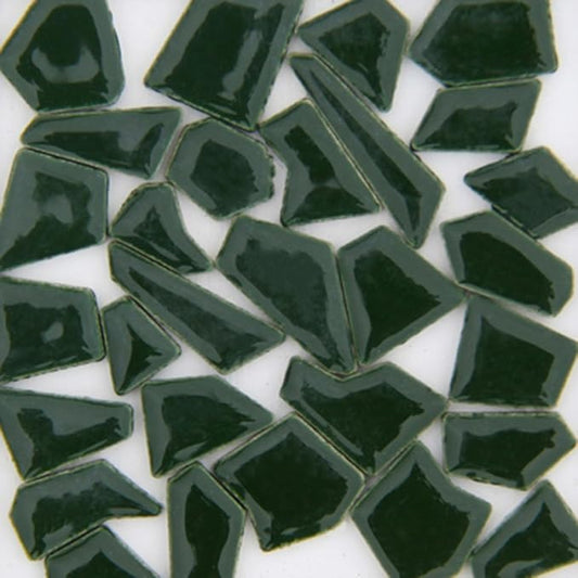 Ceramic Mosaic Tiles for Crafts, Triangles Trapezoids Polygons Shape Mosaic Pieces for Craft Supplies (Irregular Size,200g) (Dark Green)