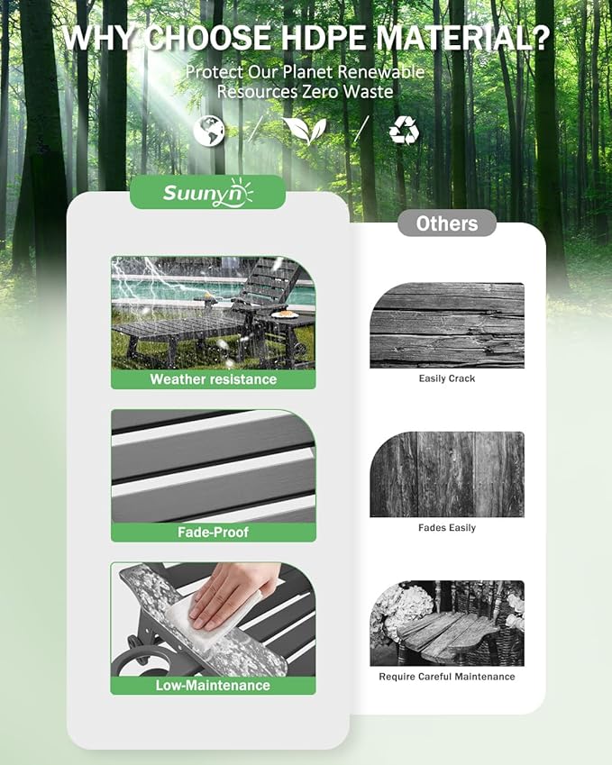 Lounge Chair Outdoor Set of 4 with Wheels, Adjustable 6-Position Chaise Lounge Outdoor, Patio Lounge Chair for Poolside Backyard, Grey