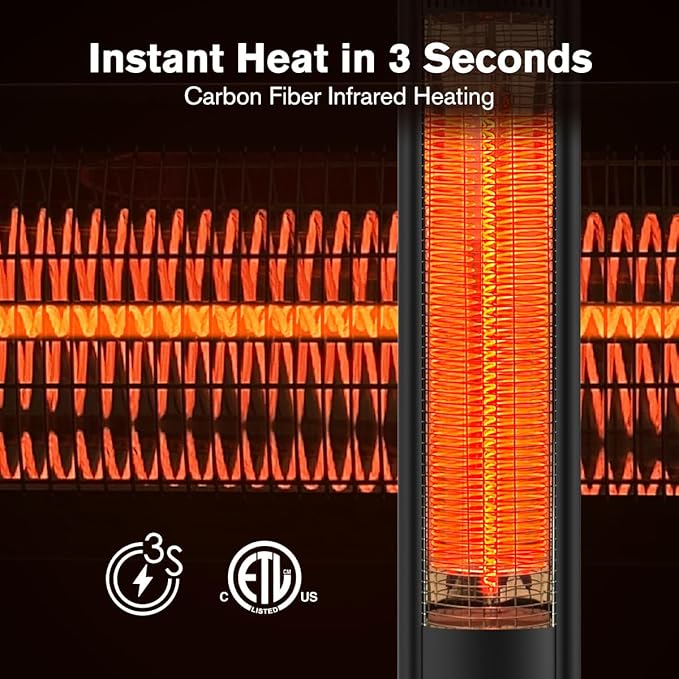 ThermoMate Outdoor Indoor Electric Patio Heater, 1500W 38.5" Portable Tower Infrared Heaer, IP55 Rated Space Radiant Heater with Remote, Timer, Tip-over Protection for Backyard, Restaurant & Garage