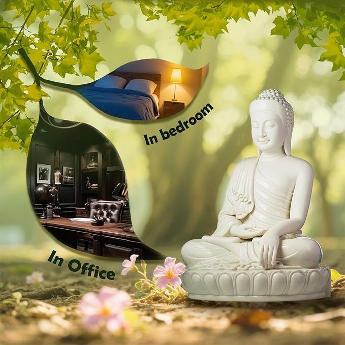 FENGSHUI-CAISHEN Top Ceramic Big Buddha Statue for Home, Meditation Sitting Buddha Figurine, Handmade Buddah, Buda, Budda, Buddha Statue Indoor/Outdoor, Buddha Decor & Gifts, Buddhas