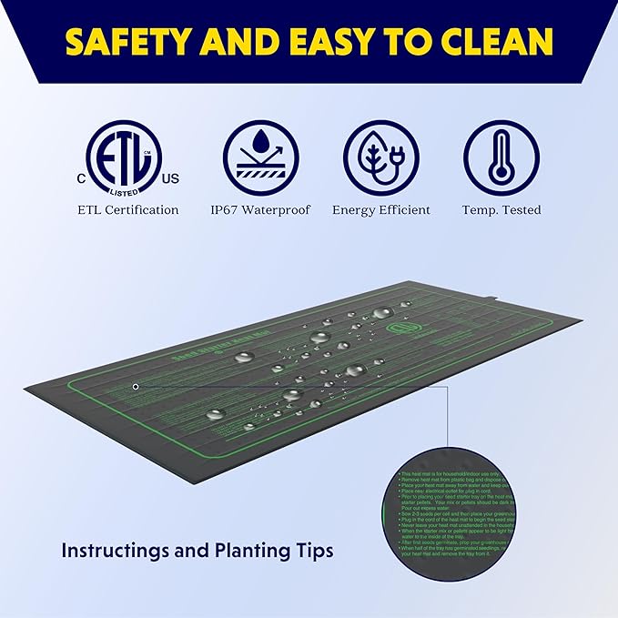 iPower Seedling Heat Mat Waterproof Durable Germination Station Warm Hydroponic Pad for Indoor Home Gardening Seed Starter