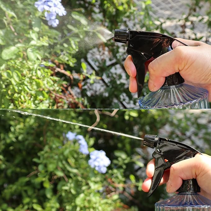 OFFIDIX Glass Spray Bottle,Plant Mister Indoor Watering Can,Adjustable Nozzle Watering Glass 0.45L/15.22oz Spray Bottle for Cleaning Solutions (Light Blue)