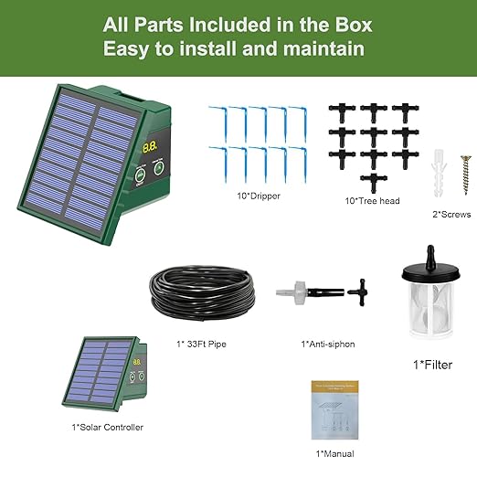 Solar Drip Irrigation System for Garden 30 Timing Modes Automatic Drip Irrigation Kit Garden Watering System