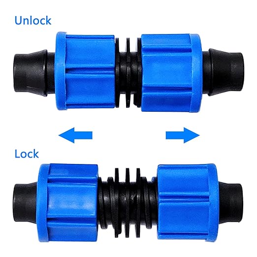 20pcs Drip Irrigation Coupling, Blue Connector Farm Irrigation Tools, Universal Joint Drip Irrigation Tube Fitting Set (5/8 Inch)