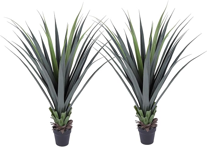 44inch Artificial Agave Plant Potted Plants Fake Agave Plant for Home Office Garden Indoor Outdoor Decoration (2PACK)
