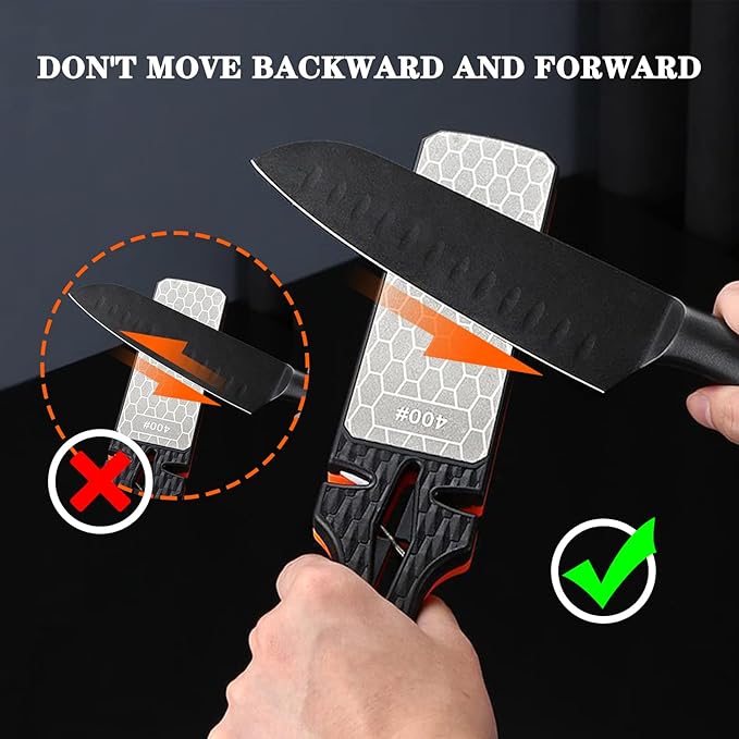 Diamond Sharpening Stone,400/1000 Grit Handheld Double-Sided Diamond Sharpener 5 in 1 Honeycomb Surface Knife Sharpener Plate Whetstone with Ceramic & Tungsten Steel Scissor Slot for Kitchen Outdoor