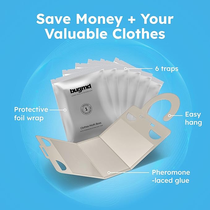 Clothes & Pantry Moth Traps (18 Count) – Sticky Glue Pheromone-Based Repellent for Closets, Cabinets & Wardrobes – Non-Toxic - Black