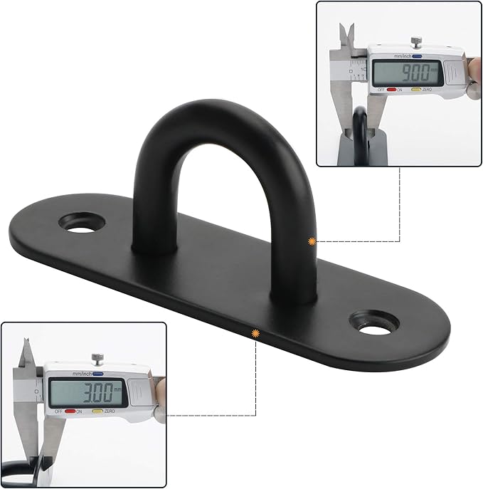 SAYAYO 6 PCS Pad Eye Plate Hooks U Ceiling Hook for Hanging Plants Outdoor Lights Swing Suspension Marine Hardware Staple Hook Loop with Screws Stainless Steel Wall Mount (Black)