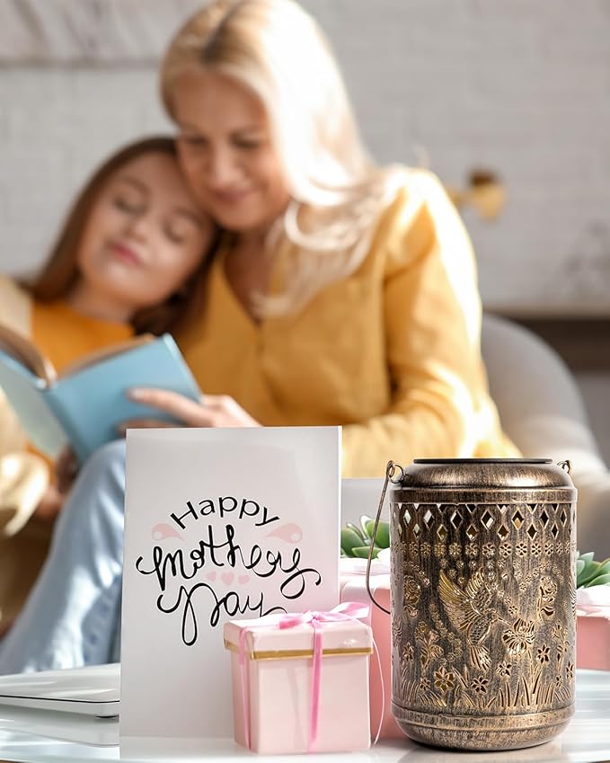 Solar Lanterns Outdoor Hanging Waterproof,Hummingbird Garden Decor Gifts for Women Mom, Solar Lights Metal Fall Decoration Outside for Yard, Patio,Garden,Backyard,Porch