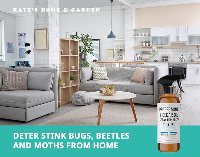 Kate's Home & Garden Peppermint Oil Spray for Bugs, Ants, Insects, Spiders. Pesticide and Insecticide Indoor Repellent Pest Control with Cedarwood Oil (16oz, Natural, Pet Safe, Non Toxic)