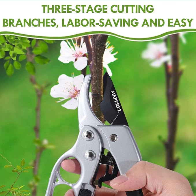Garden Clippers, Premium Germany Pruners, Work 3 Times Easier, Professional Pruning Shears, Cutting Rose, Flower, Hedge, Stem, Sharp Scissors Gardening Tools, Arthritis Weak Hand Snips