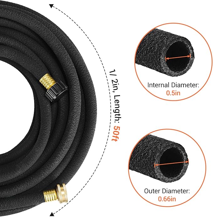 MAMIZO Soaker Hose Kit 50 ft 1/2", Solid Brass Connectors Rubber Longer Lasting, Heavy Duty Drip Hose to Save 70% Water, Soaker Hose for Garden, Lawn and Yard
