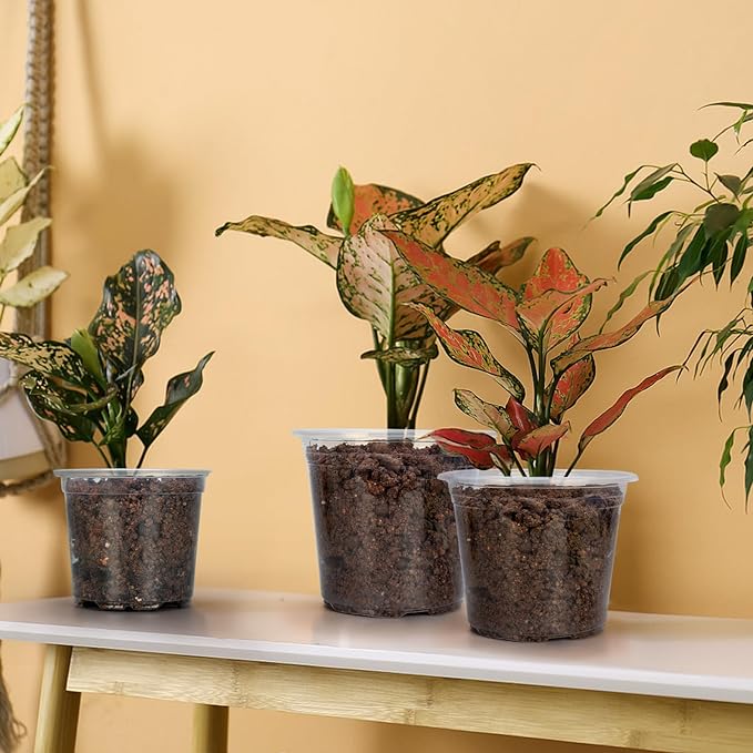 45 Pack 7/6/5/4/3 Inch Clear Nursery Pots for Plants, Clear Plastic Plant Pots with Drainage Holes, Transparent Variety Pack Flexible Garden Pot for Outdoor Indoor, Seed Starting Pots (Clear)