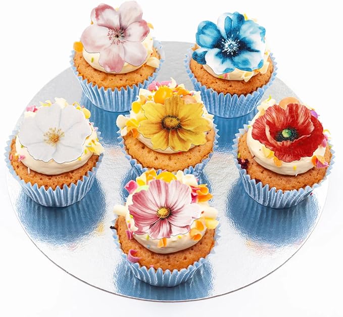 54 PCS Edible Flowers Cake Toppers Wafer Paper Flower Cupcake Toppers Hawaiian Edible Flowers Cake Decorations Mixed Size for Tropical Luau Themed Birthday Baby Shower Party Food Decor Supplies
