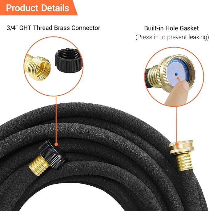 MAMIZO Soaker Hose Kit 150 ft 1/2", Solid Brass Connectors Rubber Longer Lasting, Heavy Duty Drip Hose to Save 70% Water, Soaker Hose for Garden, Lawn and Yard