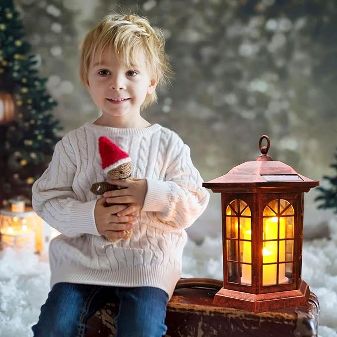 Solar Outdoor Waterproof Hanging Lantern, Yard Decorative Solar Lights PVC Upgrade 3 LED Flickering Flameless Candle Decorative Lights for Garden(Garden Candle)