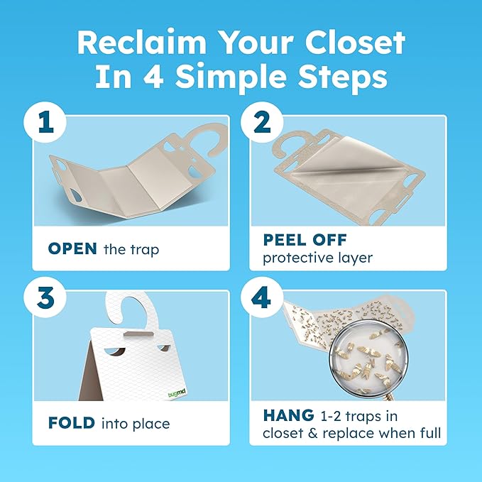 Clothes & Pantry Moth Traps (18 Count) – Sticky Glue Pheromone-Based Repellent for Closets, Cabinets & Wardrobes – Non-Toxic - White