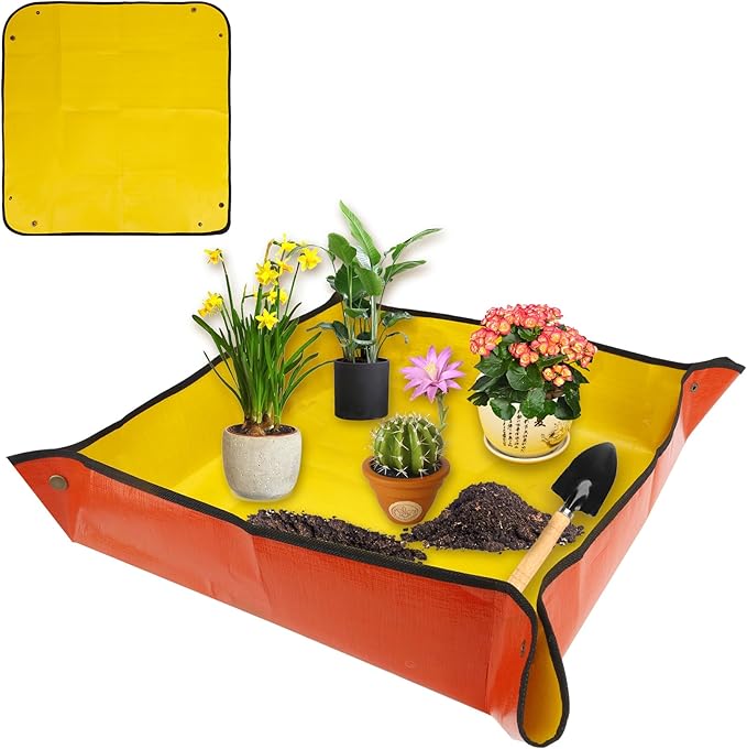 Gardening Gifts,Plant Accessories Indoor,Repotting Mat,Plant Repotting Mat,Gardening Hand Tools,Gardening Tool Set,Garden Tools,Indoor Gardening Tools,Gifts for Gardeners(Orange 39.37*39.37 in)