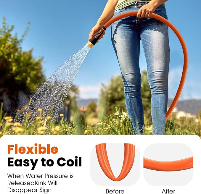 Heavy Duty Garden Hose 5/8 in x 5 ft with Swivel Fitting, Super Flexible Water Hose, All-weather, Lightweight, Burst 600 PSI