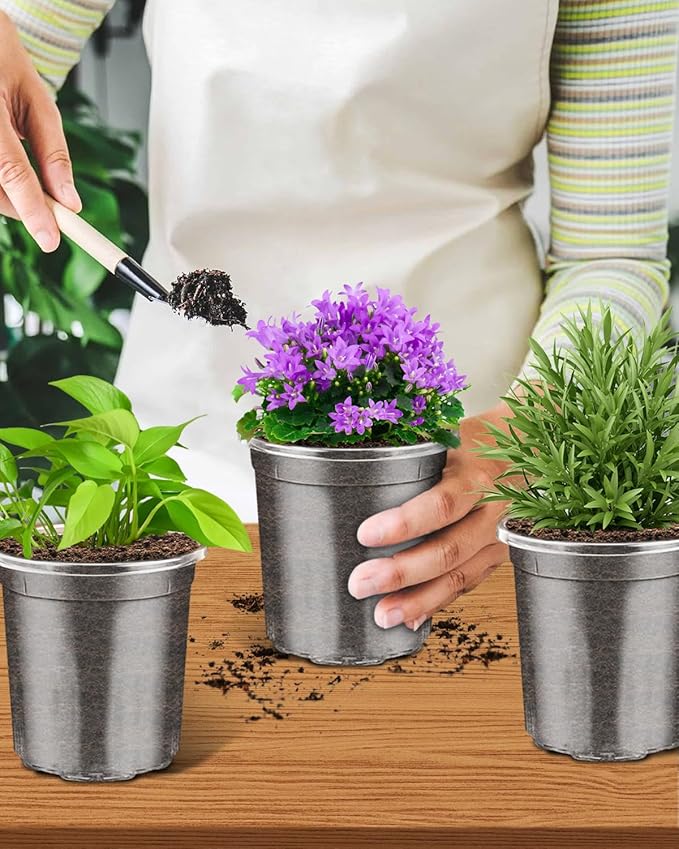 PACETAP 50Pack 4 Inch Reinforced Clear Nursery Pots with Drainage Holes, Variety Pack Plastic Plant Pots with 20 Plant Labels for Indoor Outdoor Flower Seed Starter