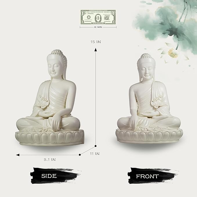 FENGSHUI-CAISHEN Top Ceramic Big Buddha Statue for Home, Meditation Sitting Buddha Figurine, Handmade Buddah, Buda, Budda, Buddha Statue Indoor/Outdoor, Buddha Decor & Gifts, Buddhas