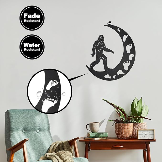 VZVXCC Bigfoot Metal Wall Art Outdoor Decor-12 Big Foot Statues Sasquatch Silhouette Wall Art Hanging Decorations,Bigfoot Sasquatch Gifts for for Indoor Outdoor Yard Art, Patio, Lawn