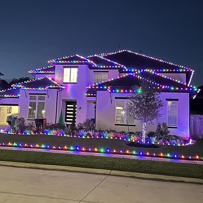 C9 Christmas Pathway Lights with Stakes,Multicolor,30 Ft 30 Strawberry LED Bulbs and Stakes,Connectable Shatterproof Outdoor Lights Marker for Xmas Yard Garden Path Lawn Walkway Sidewalk