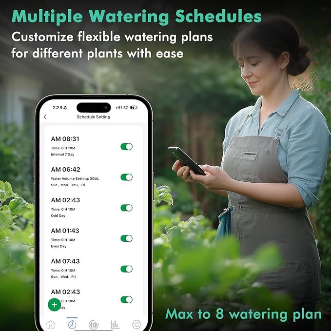 RESTMO Smart Sprinkler Timer with Flow Meter, Water Timer for Garden Hose, Brass Inlet & Outlet, Automatic Lawn & Yard Irrigation Watering System, APP Control (Bluetooth Connection, Not Include Hub)
