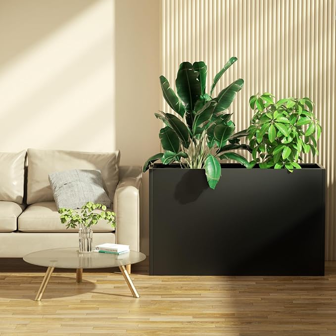 Heavy-Duty Steel Planter Box 38”x12”x24”, Rust-Resistant Large Outdoor & Indoor Plant Container, Metal Garden Box with Drainage Holes & Reinforced Edges