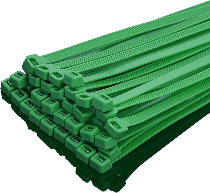 XINGO 12 Inch Green Zip Ties Heavy Duty 100 Pack, 120 LBS Tensile Strength, Premium Nylon Cable Wire Ties, Self-locking Plastic Ties for Indoor and Outdoor Use
