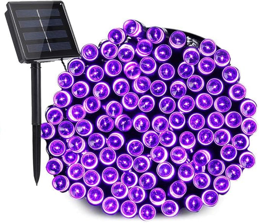 Toodour Solar Christmas Lights Outdoor, 200 LED 8 Modes Christmas String Lights, Waterproof Solar Light String for Garden, Patio, Fence, Holiday, Party, Balcony, Outdoor Christmas Decorations - Purple